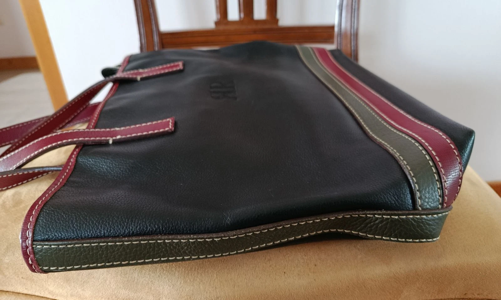 Dark Blue Bag with Green and Maroon Accents – photo 5